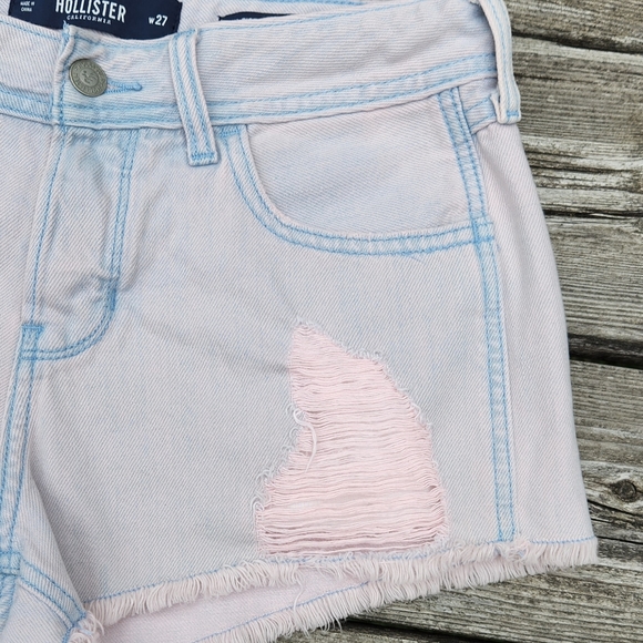 Hollister Low Rise Distressed Ripped  Boyfriend Shorts Pastel Pink Purple - Picture 6 of 10